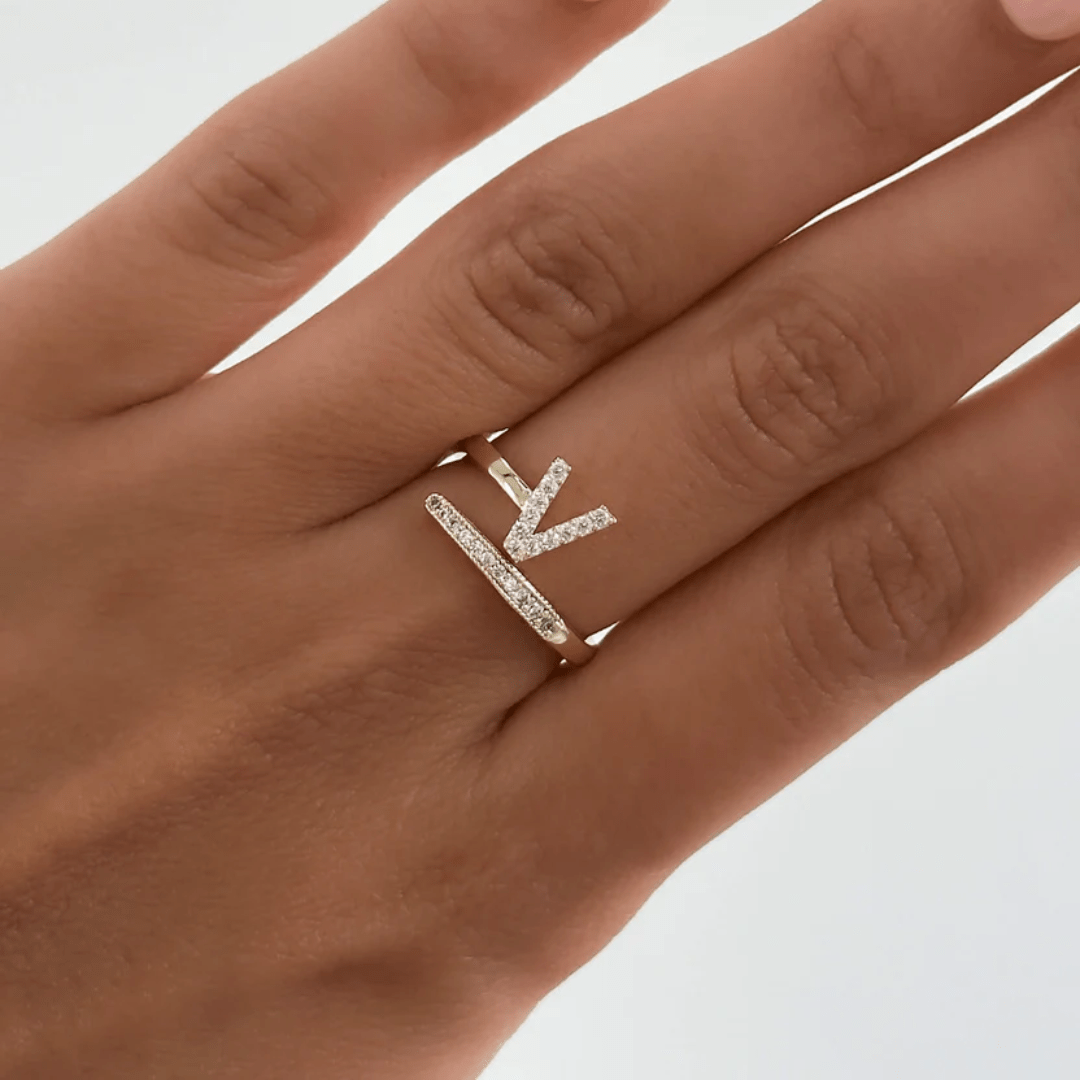 Icy Initial Ring - Bold, Custom & Gold-Plated - View 10
