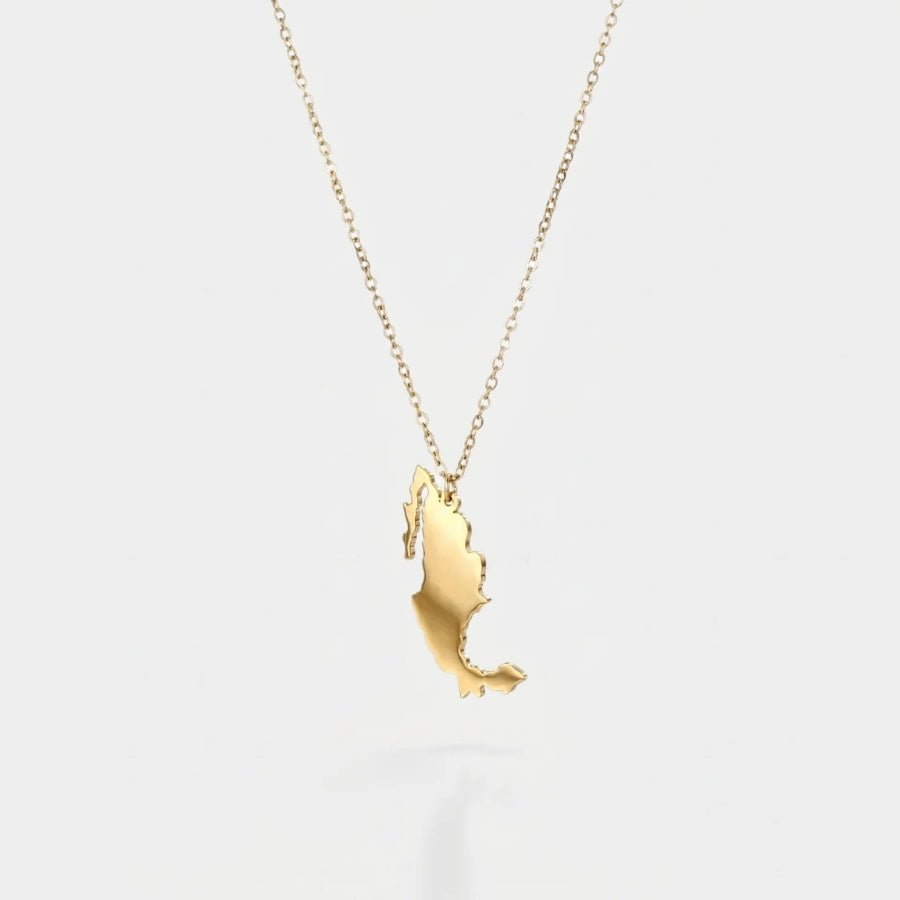 Map Necklace - Personalised Country Gold Pendant in 18K gold or sterling silver