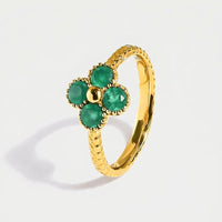 Anillo Trébol - Ónix Verde Natural