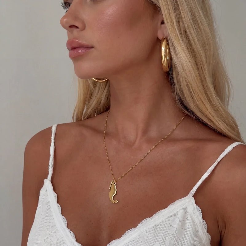 Collar Mapa - País Personalizado Oro