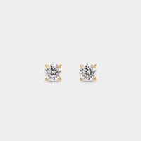 Pendientes Botón Mini Tennis - Circonita Discreta Oro