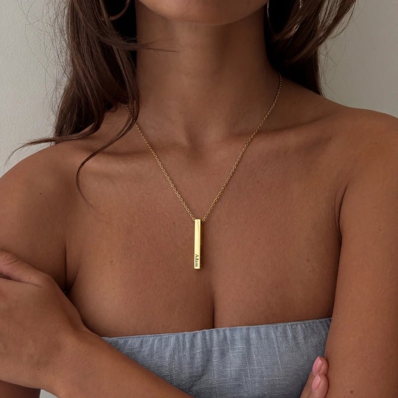 Collar Multi-Nombres - Barra 4 Lados Oro Personalizado