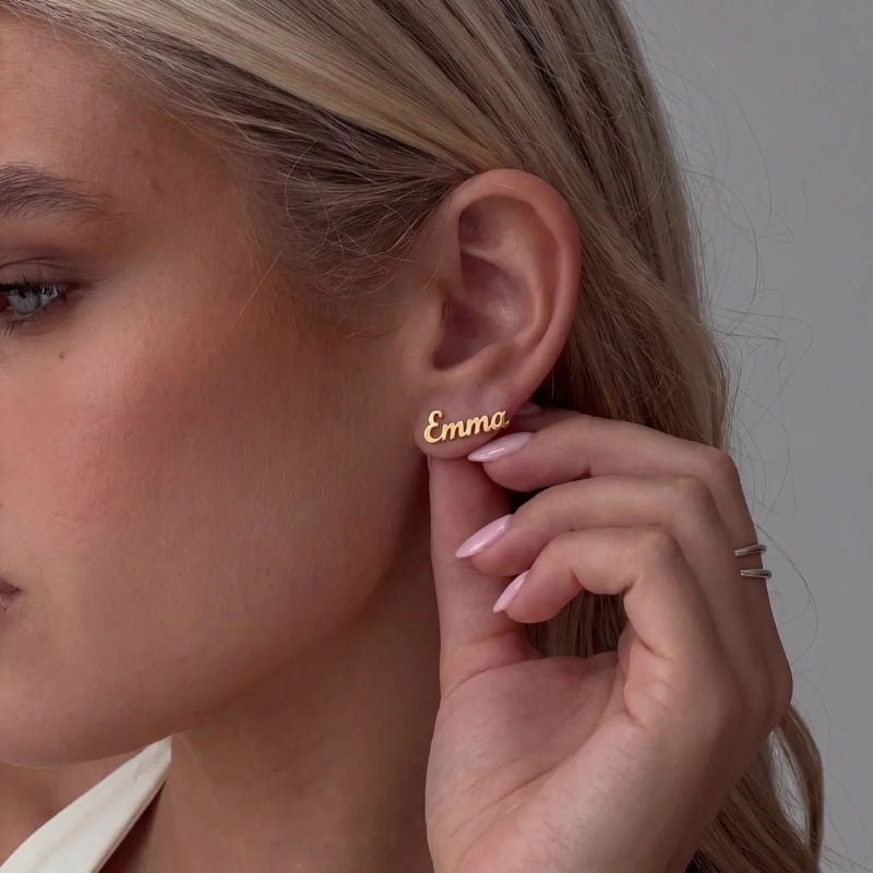 Pendientes Nombre - Cursiva Oro Personalizados