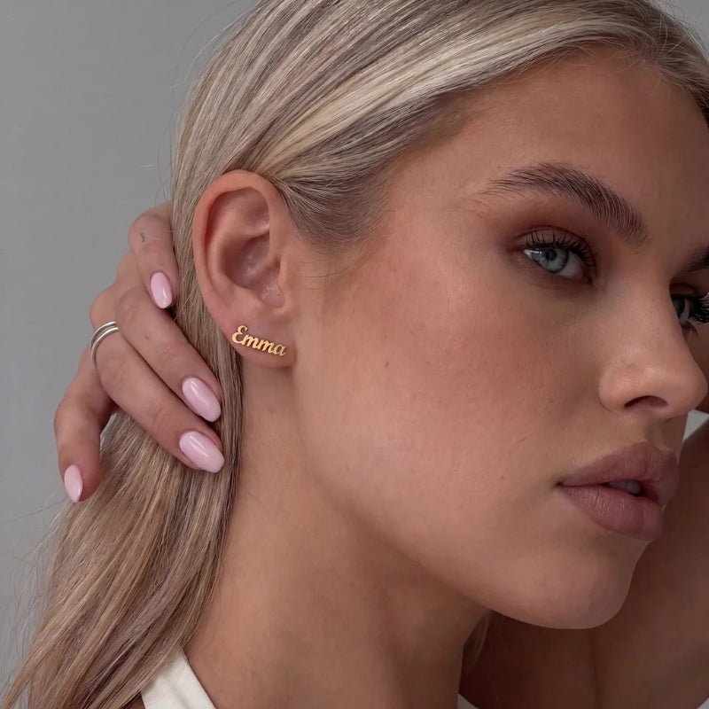 Pendientes Nombre - Cursiva Oro Personalizados