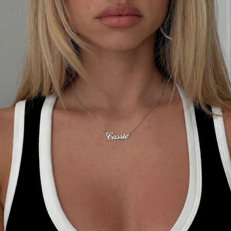 Collar Placa Nombre - Personalizado Oro