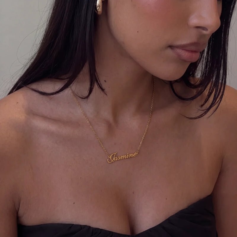 Collar Placa Nombre - Personalizado Oro