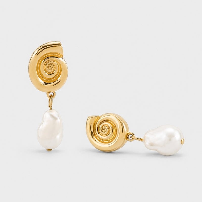 Pendientes Aros con Perla Colgante - Rumi