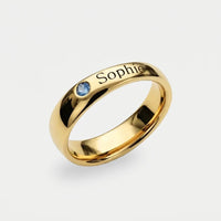 Anillo Piedra de Nacimiento - Nombre Personalizado Oro