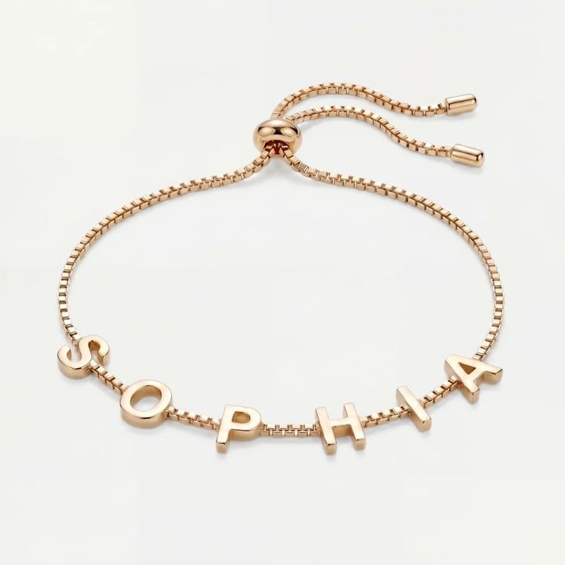 Pulsera Piedra de Nacimiento - Nombre Personalizado Oro
