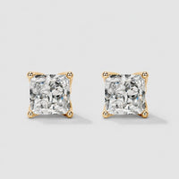 Pendientes de Botón Talla Princesa Moissanite