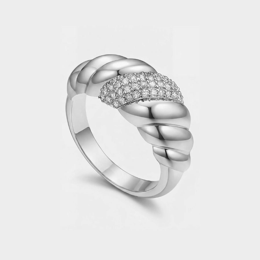 Anillo Croissant - Serpentina Pavé Oro