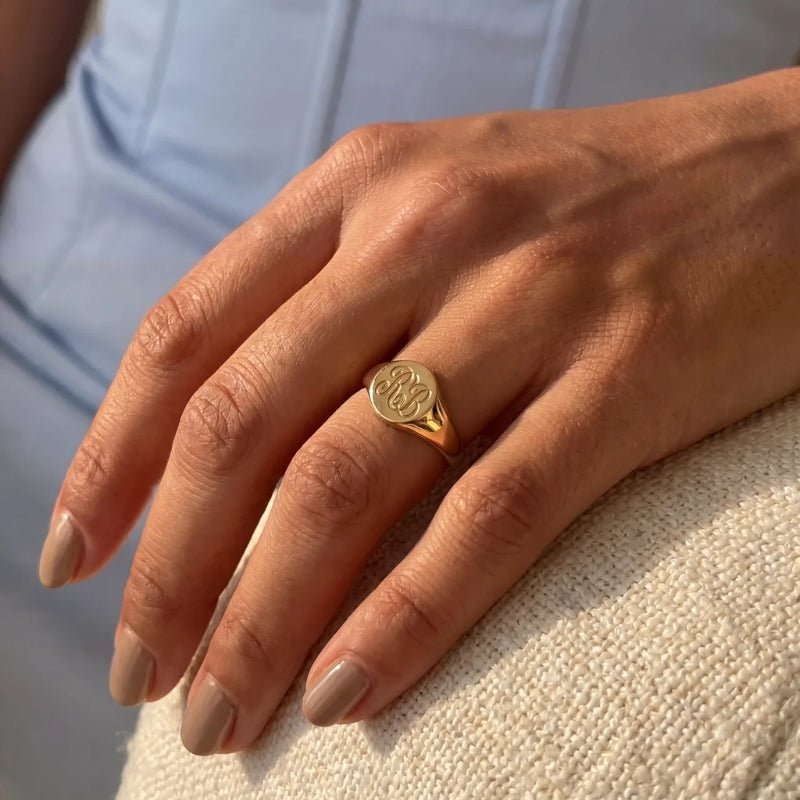 Anillo Sello - Monograma Personalizado Oro
