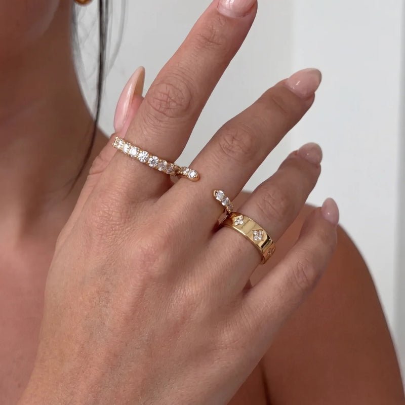 Anillo Alianza Tennis - Media Eternidad Circonita Oro