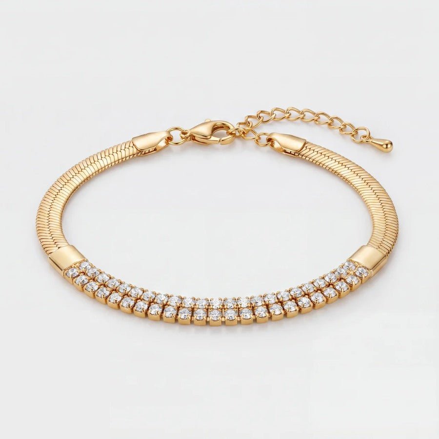 Brazalete Rígido Oro - Tennis Cable Flexible