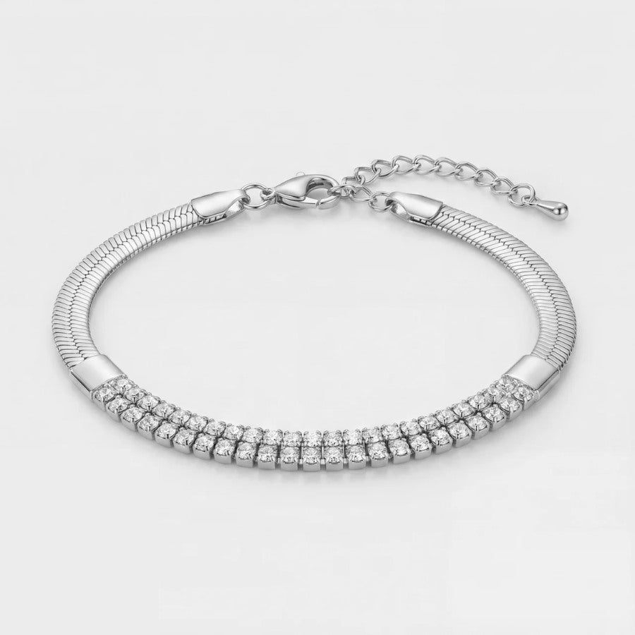 Brazalete Rígido Oro - Tennis Cable Flexible