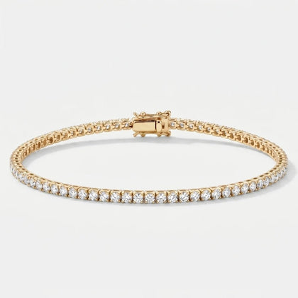 Pulsera Tennis Fina - Línea Cristales Oro